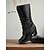 baratos Botas da moda-Botas femininas pretas de salto médio com cadarço – botas urbanas chiques de couro sintético estilo vitoriano para uso casual de rua, passeios de outono e estilo diário