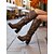 abordables Botas holgadas-Botas altas hasta la rodilla holgadas de piel sintética negra para mujer con hebillas y tacones de bloque: botas holgadas de moda para otoño e invierno para uso diario, estilo urbano y conjuntos