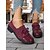 economico Slip-ons e mocassini da donna-mocassini da donna in pelle scamosciata e vernice bordeaux – scarpe slip-on con fiocco e tacco basso per uscite casual, abbigliamento da lavoro e street style autunnale
