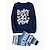 voordelige Dagelijkse Gezinsmatching-Familie-look Pyjama  Brief Kerst patroon Huis Afdrukken Donkerblauw Lange mouw Actief Bijpassende outfits