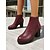 ieftine Botine-Ghete de damă din piele ecologică bordo cu toc bloc și textură crocodil - birou elegant de toamnă &amp;ghete casual