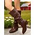abordables Botas holgadas-Botas altas hasta la rodilla de piel sintética marrón oscuro para mujer: elegantes botas de tacón bajo para looks de otoño e invierno.