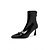 abordables Botines-Botines de charol para mujer con punta puntiaguda, detalle de hebilla dorada y tacón de aguja, calzado chic de moda urbana para fiestas.