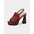 cheap Nightlife Party-Women&#039;s Red Tartan Platform Heeled Sandals - Peep Toe Chunky High Heels for Nightlife and Christmas Holiday Parties