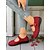 baratos Sapatilhas de mulher-sapatilhas mary jane vermelhas femininas com tira de fivela ajustável, sola antiderrapante confortável, roupa casual e festiva de natal