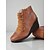 abordables Bottines-Bottines compensées en similicuir marron pour femme avec fermeture éclair latérale – bottines à lacets décontractées et confortables pour le travail, le shopping et les voyages