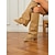 abordables Bottes à la mode-Bottes à tige repliable en daim pour femmes avec anneau en métal - Design tendance à hauteur du genou, chaussures de style urbain tendance pour les tenues de ville décontractées et modernes pour