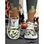 abordables Para mujeres-Zapatillas de Halloween con grafiti en blanco y negro para mujer: zapatillas deportivas con suela gruesa para caminar, ideales para ropa urbana, atuendos de otoño y fiestas de disfraces.