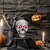 abordables Halloween-Cabezas de calavera parlantes de Halloween: calavera de ojos rojos iluminada, decoración de esqueleto iluminado con temática de Halloween, decoraciones festivas de Halloween con ojos rojos para fiesta