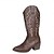levne Cowboy &amp; Western Boots-Dámské kovbojské boty v moka hnědé barvě s bílými vyšívanými detaily a úzkými podpatky, obuv v bohémském westernovém stylu