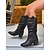 abordables Botas holgadas-Botas marrones holgadas de media pantorrilla para mujer: botas estilo western con tacón grueso para la moda de otoño, eventos al aire libre y días informales.