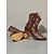 baratos Cowboy &amp; Western Boots-Botas femininas curtas de cowboy estilo western marrom escuro com padrões bordados em branco, bico fino e salto baixo para dança country e trajes casuais