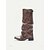 cheap Fashion Boots-Women&#039;s Brown Knee-High Riding Boots - Faux Leather Slouchy Equestrian Style with Buckle Straps and Low Block Heel, Casual Fall Winter Footwear for Outdoor Events, Festivals and Everyday Wear
