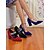 baratos Block Heels-Sapatos Mary Jane femininos de veludo azul com fivela de pérola - elegantes sapatos de bico fino com tiras prateadas para uso profissional no outono/inverno, chique urbano e festas de inspiração