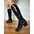 abordables Bottes à la mode-Bottes hautes en similicuir verni bordeaux pour femme – style rétro moderne avec bout carré et boucle tendance, idéales pour les tenues d&#039;automne, les looks vintage et les événements mode