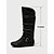 abordables Botas holgadas-Botas altas hasta la rodilla de piel sintética negra para mujer, con detalle de cremallera lateral y hebilla, ideal para montar a caballo y otoño.