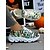 abordables Para mujeres-Zapatillas de Halloween con grafiti en blanco y negro para mujer: zapatillas deportivas con suela gruesa para caminar, ideales para ropa urbana, atuendos de otoño y fiestas de disfraces.