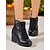 abordables Bottines-Bottines compensées en similicuir marron pour femme avec fermeture éclair latérale – bottines à lacets décontractées et confortables pour le travail, le shopping et les voyages