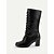 baratos Botas da moda-Botas femininas pretas de salto médio com cadarço – botas urbanas chiques de couro sintético estilo vitoriano para uso casual de rua, passeios de outono e estilo diário