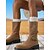 abordables Bottines-Bottes mi-mollet en daim pour femmes avec sangles à boucle, chaussures à talons bas confortables de style rétro décontracté pour le streetwear urbain et les tenues de tous les jours