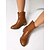 abordables Cowboy y botas occidentales-Botines de piel sintética color vino tinto para mujer: botas cortas de tacón bajo estilo western informal para el trabajo, viajes y atuendos cotidianos.