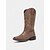levne Cowboy &amp; Western Boots-Dámské hnědé vyšívané kovbojské boty – klasické westernové boty do půli lýtek na podzimní festivaly, práci na farmě a country koncerty