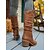 abordables Botas holgadas-Botas marrones holgadas de media pantorrilla para mujer: botas estilo western con tacón grueso para la moda de otoño, eventos al aire libre y días informales.
