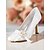 baratos Formal-Sapatos de salto alto de renda branca para noivas com detalhes em laço de pérolas - sapatos de casamento elegantes para noivas e ocasiões formais à noite
