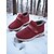 economico Stivali di neve e inverno-scarpe da ginnastica invernali da donna in caldo pile foderato color bordeaux – racchette da neve impermeabili e antiscivolo per passeggiate all&#039;aperto e clima freddo