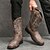 abordables Cowboy et bottes occidentales-Bottes de cowboy western pour hommes, bout carré, à enfiler, mi-mollet, chaussures décontractées de style campagnard pour un usage quotidien