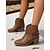 voordelige Cowboy &amp; Western Boots-Bruine western enkellaarsjes van imitatieleer met blokhak voor dames – rits aan de zijkant en gespband, casual en country concert schoenen