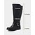 abordables Botas para montar-Botas negras extra anchas hasta la rodilla para mujer con cremallera lateral y hebilla: botas de montar clásicas informales para el trabajo, viajes y atuendos al aire libre.
