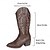 levne Cowboy &amp; Western Boots-Dámské kovbojské boty v moka hnědé barvě s bílými vyšívanými detaily a úzkými podpatky, obuv v bohémském westernovém stylu