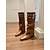 abordables Bottes à la mode-Bottes hautes marron pour femmes avec tige repliable et sangles à double boucle, chaussures de mode urbaine élégantes