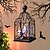 abordables Halloween-Décorations d'Halloween pour intérieur et extérieur, cage suspendue lumineuse pour Halloween, squelette de chat, accessoire de cage pour Halloween, décoration de chat squelette, décoration suspendue
