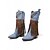 levne Cowboy &amp; Western Boots-Dámské hnědé kozačky po kolena z umělé kůže s třásněmi, cvočky a nízkými podpatky, bohémský western kovbojský styl