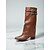 abordables Bottes à la mode-Bottes hautes marron pour femmes avec tige repliable et sangles à double boucle, chaussures de mode urbaine élégantes