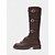 abordables Botas para montar-Botas de montar hasta la rodilla de piel sintética marrón para mujer con hebillas y cordones: calzado rústico y elegante de inspiración ecuestre para montar a caballo, paseos por el campo y salidas