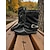 abordables Cowboy et bottes occidentales-Bottines en similicuir noir pour femme avec bordure cloutée, bride à boucle et coutures western, chaussures de mode urbaine tendance