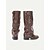 cheap Fashion Boots-Women&#039;s Brown Knee-High Riding Boots - Faux Leather Slouchy Equestrian Style with Buckle Straps and Low Block Heel, Casual Fall Winter Footwear for Outdoor Events, Festivals and Everyday Wear