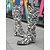 abordables Botas holgadas-Botas de mujer con tacón alto y ancho hasta la rodilla con diseño de cebra y rayas: zapatos urbanos vanguardistas para salidas informales y eventos nocturnos.