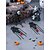 billige Halloween-tilbehør-Halloween-sett med edderkopp og hodeskalle – svart blondenettdesign med rød perle, perfekt for Halloween-fester og kostymer