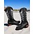 baratos Cowboy &amp; Western Boots-Botas de cowboy femininas marrons com bordado floral branco, bico quadrado e salto baixo confortável para uso casual no campo