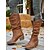 abordables Botas holgadas-Botas marrones holgadas de media pantorrilla para mujer: botas estilo western con tacón grueso para la moda de otoño, eventos al aire libre y días informales.