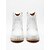 cheap Cowboy &amp; Western Boots-Women's White Leather Western Ankle Boots - Studded Trim, Embroidered Design, and Chunky Wooden Heel for Trendy Casual Outfits