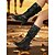 preiswerte Slouch-Stiefel-Braune Damen-Stiefel aus Kunstleder mit seitlichem Reißverschluss und Schnallenriemen, Vintage-Stiefel im lässigen Blockabsatz für Herbst, Winter, Outdoor und den Alltag