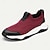 baratos Tênis de couro premium-Tênis masculino premium de couro bovino, estilo slip-on, na cor bordô, com cabedal em malha, design confortável e estiloso para uso casual