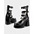 billige Til kvinder-Dame gotisk punk sorte imiteret lakeret platform Mary Jane-hæle - pumps med blokhæl og flere spænder til Halloween-kostumer, cosplay og festtøj til aftener