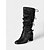 preiswerte Slouch-Stiefel-Braune Damen-Stiefel aus Kunstleder mit seitlichem Reißverschluss und Schnallenriemen, Vintage-Stiefel im lässigen Blockabsatz für Herbst, Winter, Outdoor und den Alltag