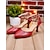 baratos Sapatos de Dança Latina-Sapatos de dança de salão femininos com tiras cruzadas vermelhas e saltos com estampa de cobra - sapatos profissionais de tango latino salsa para festas de Gatsby e eventos elegantes de dança de salão